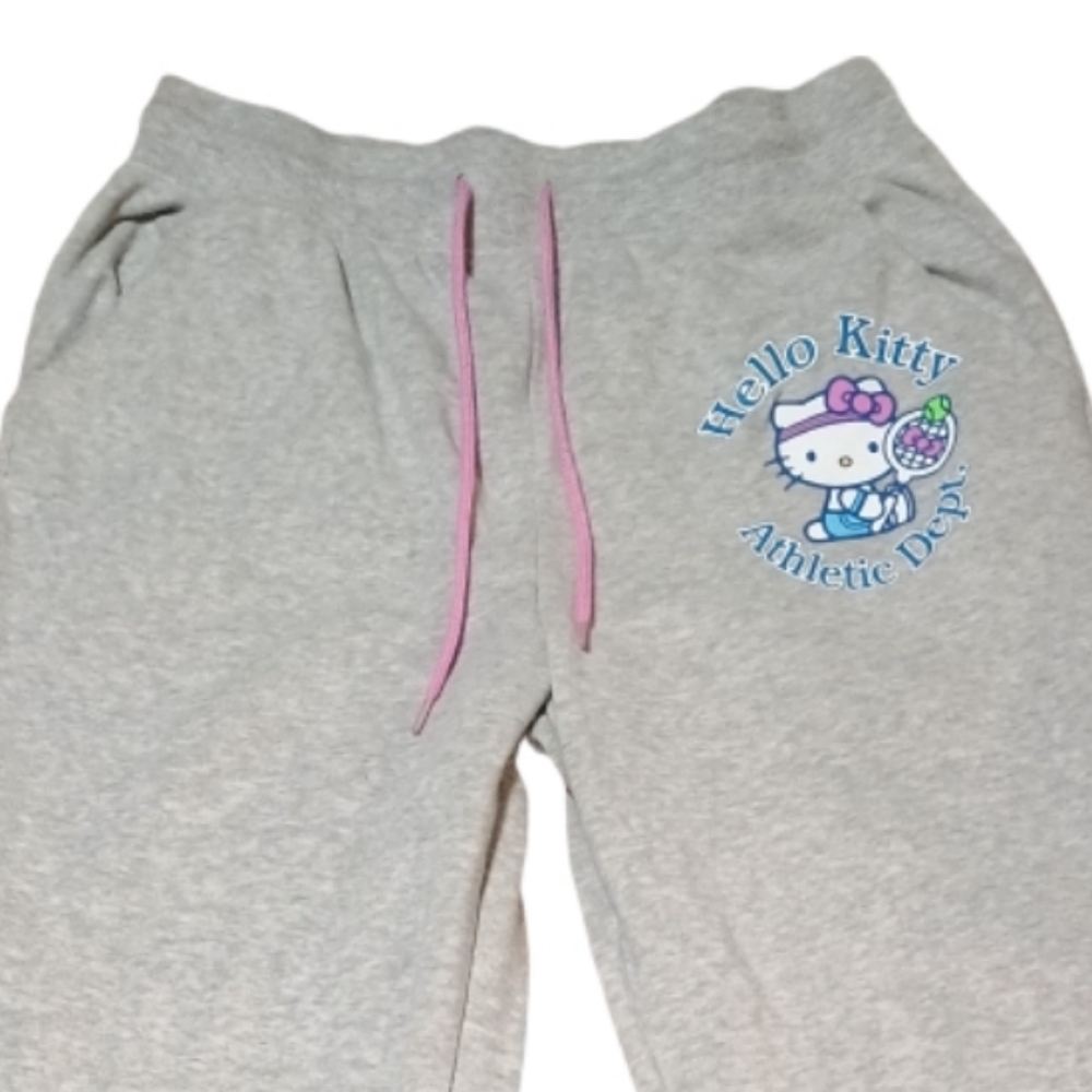 Hello Kitty Light Gray Women's Joggers with Pink Drawstring - Picture 3 of 3